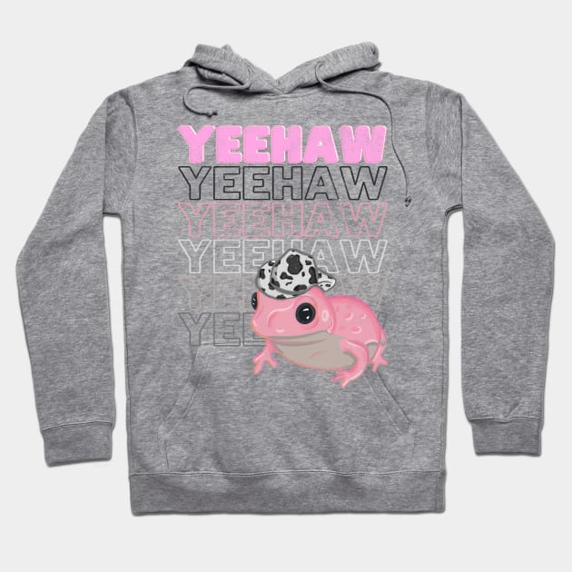 Yeehaw Pink Frog Wearing Cowboy Hat Hoodie by RoserinArt